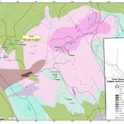Rabbit North 2016 Drillhole Plan Map with Surface Geology